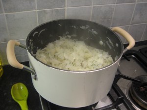 Cooking the onions