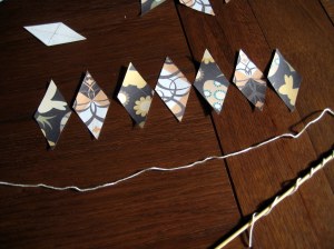 Cutting out and arranging the bunting pieces