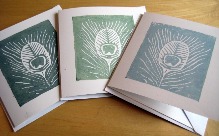 Linoprinted cards