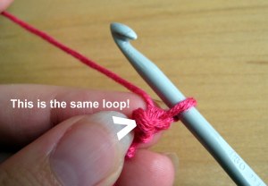 Pivoting the work. Keep your eye on the loop indicated!