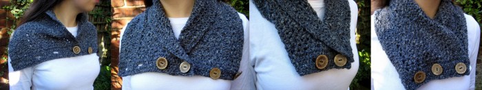 One button, two buttons, 4 buttons (but folded so edges buttons are buttoned at centre buttonholes), 3 buttons (corners tucked under)