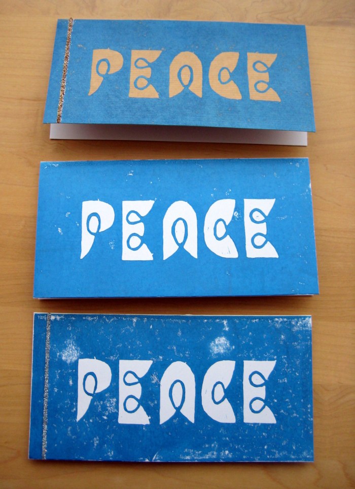Wishing you peace at Christmas time... via a linocut card!