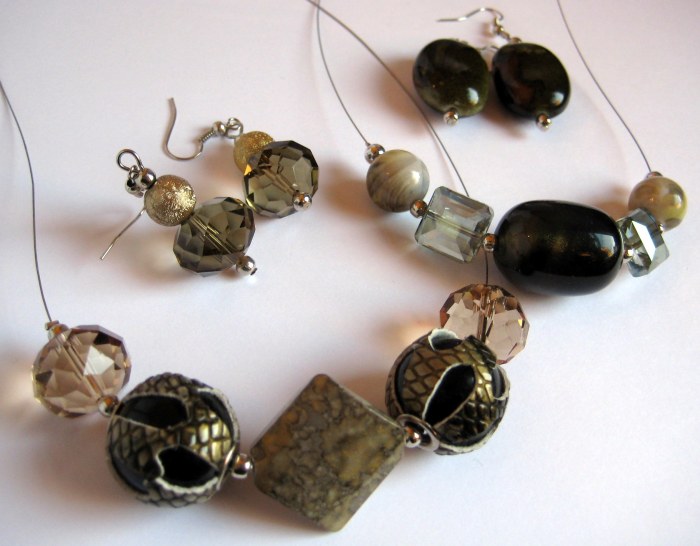 Floating beads necklaces and earrings