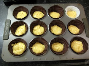 Half the vanilla batter