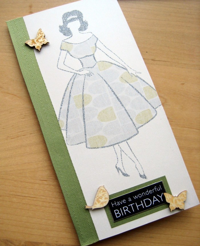 Vintage lady wallpaper card with embellishments