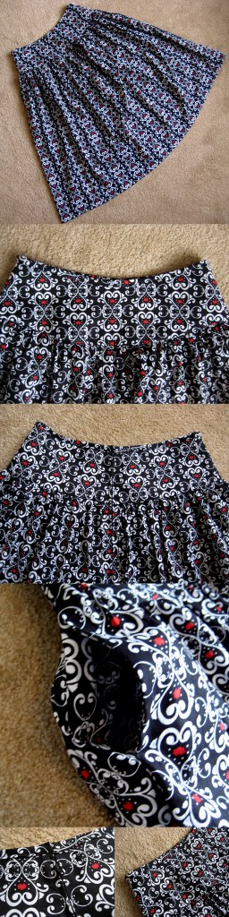 Wide Waisted Skirt - Front and back, pocket, back zip, bias tape top edge