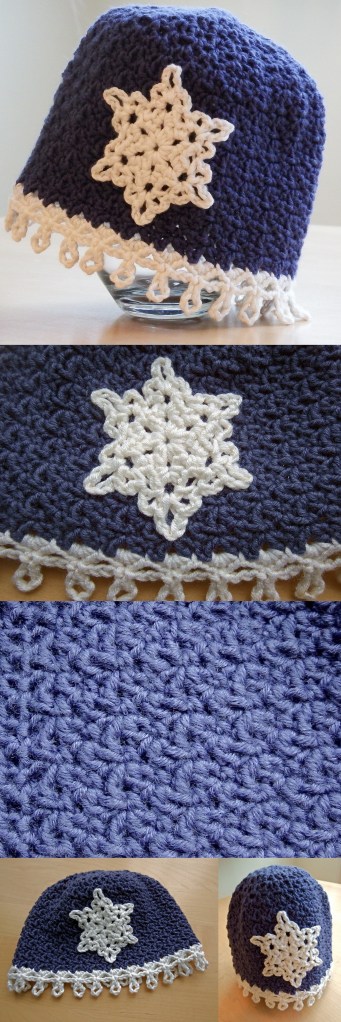 Icicles Baby Hat Free Crochet Pattern with snowflake
