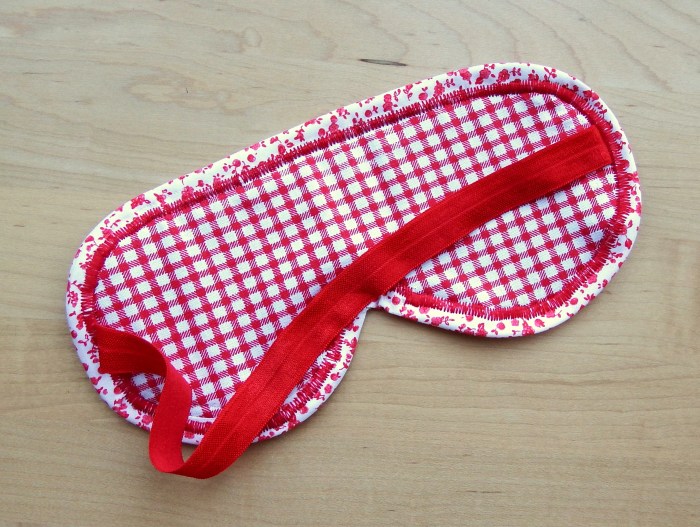 Make a cute padded eye mask using gingham and floral fabrics