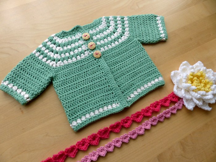 Cluster Yoke Baby Cardigan - a free pattern from Ravelry