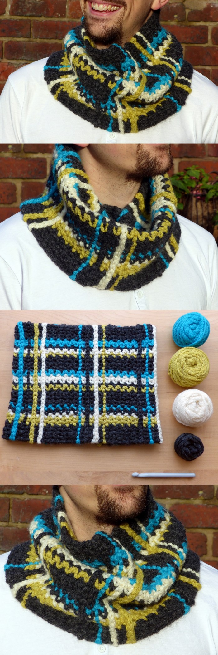 Plaid Cowl - A super easy free crochet pattern from Make My Day Creative