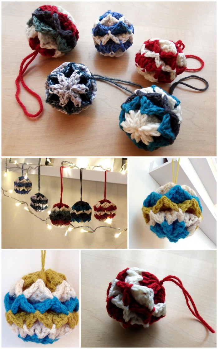 Simple Origami Baubles - free crochet pattern with video from Make My Day Creative